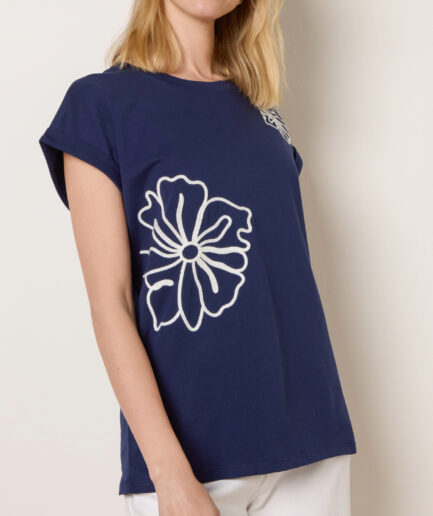 FLOWER TEE - NAVY